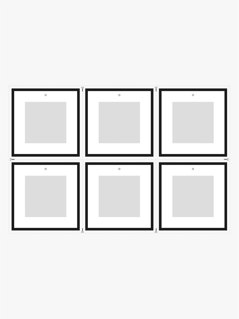 Nielsen square photo frame and mount set for six 8 x 8 inch images, black wood-effect finish, imported from the UK