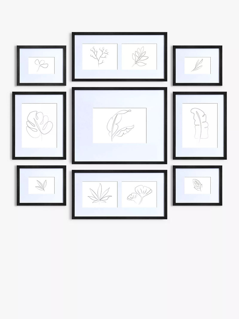 Nielsen multi-aperture photo frame set for 11 photos in black, imported from the UK