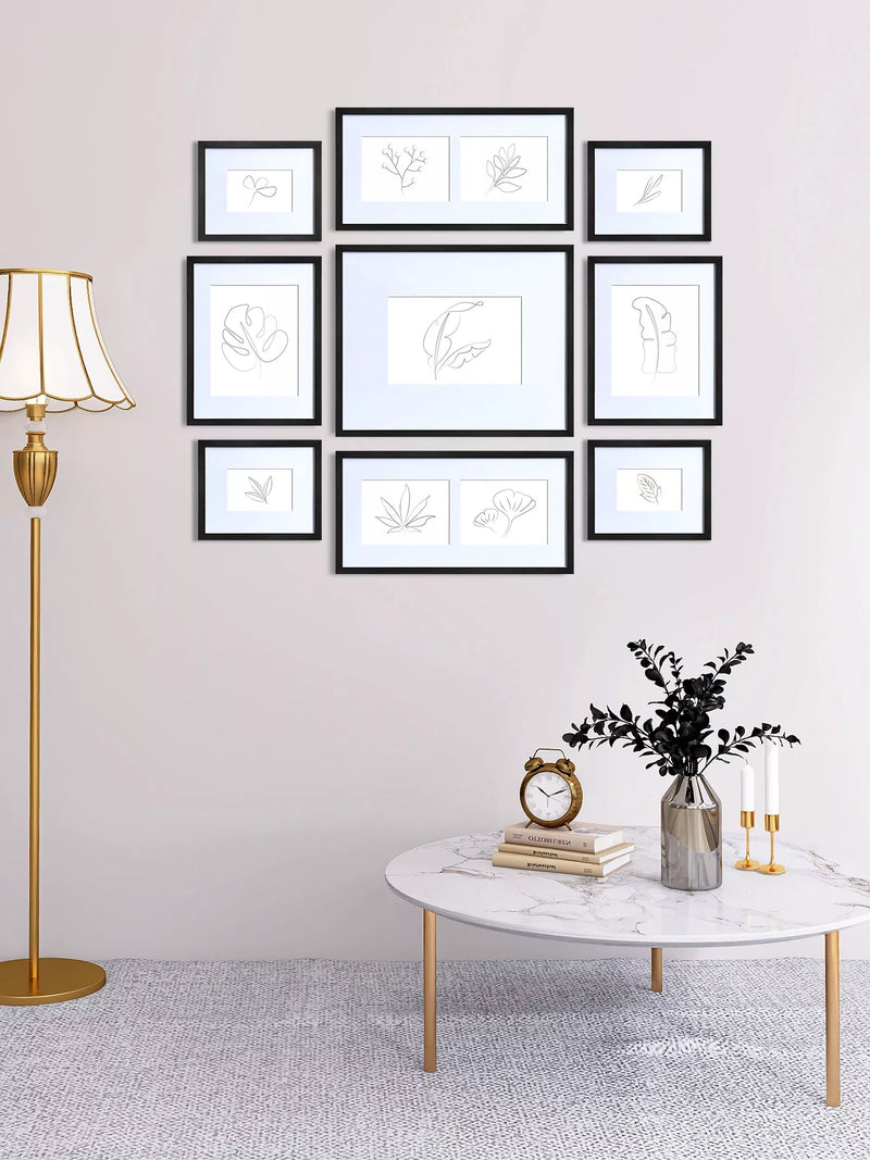 Nielsen multi-aperture photo frame set for 11 photos in black, imported from the UK