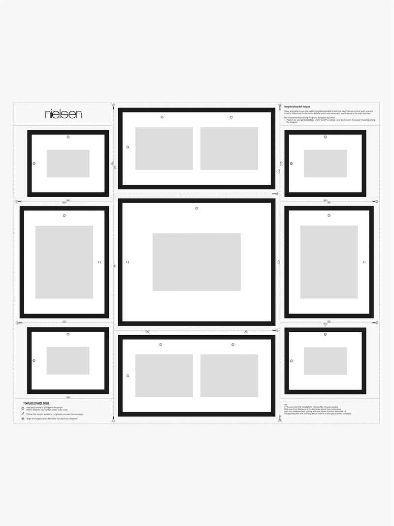 Nielsen multi-aperture photo frame set for 11 photos in black, imported from the UK