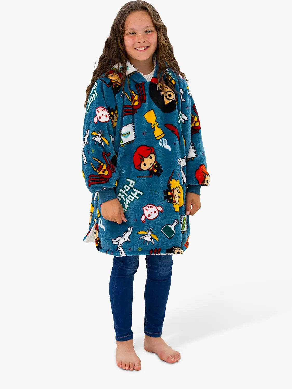 Harry Potter Hugzee Oversized Fleece Hooded Blanket, Blue/Multi - McGrocer