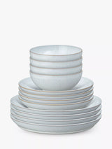 John Lewis Denby White Speckle Stoneware Coupe Dinnerware Set, 12 Piece, White- Buy online at McGrocer