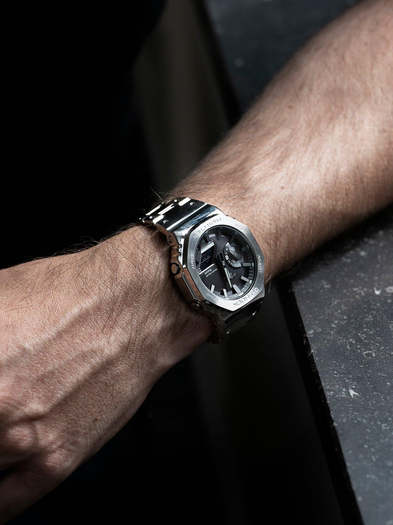 Casio G-Shock silver bracelet watch GM-B2100D, UK version