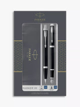 John Lewis PARKER IM Black Chrome Trim Ballpoint & Fountain Pen Set- Buy online at McGrocer