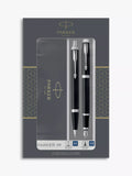 Parker IM black chrome trim ballpoint and fountain pen set, UK version