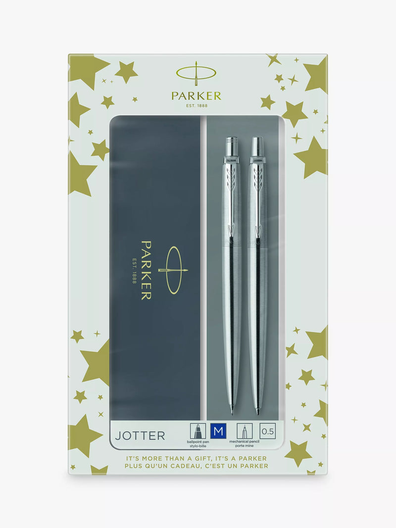 PARKER Jotter stainless steel pen and pencil set (British brand)