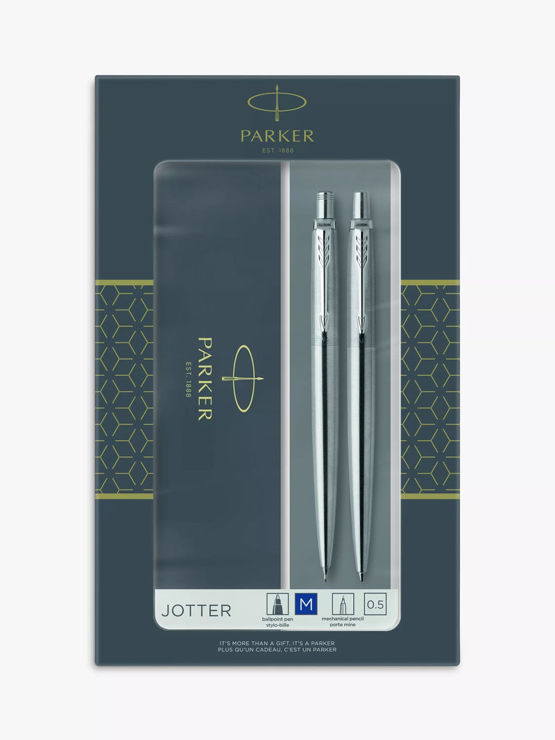 PARKER Jotter stainless steel pen and pencil set (British brand)