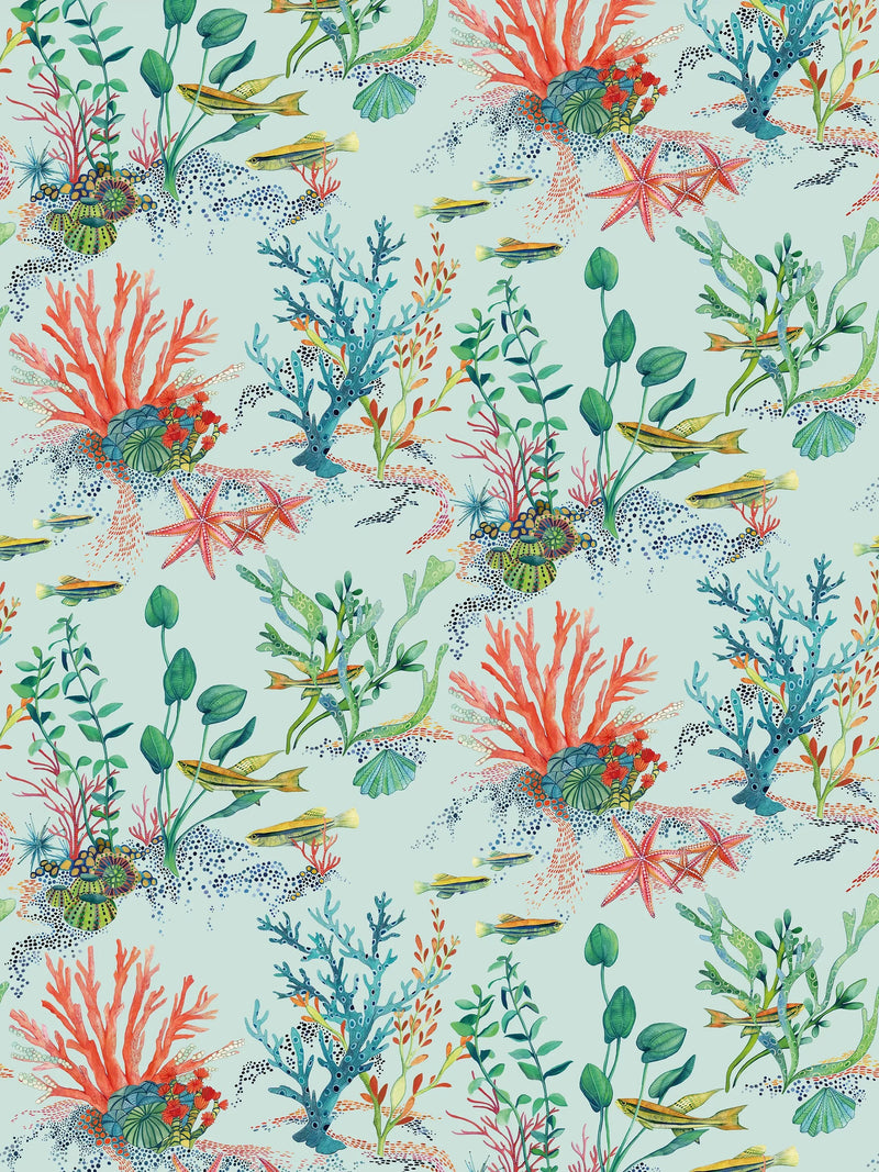 Osborne & Little Coralline Wallpaper, Aqua W7682-02