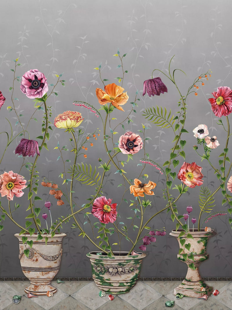 Osborne & Little Lamorran Wallpaper Panel, Charcoal W7683-04