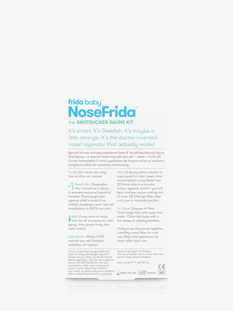 Fridababy NoseFrida Snot Sucker Saline Kit for baby nasal congestion - British product