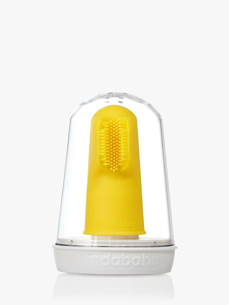 Fridababy baby finger toothbrush with triple-angled brush head and storage stand - British product