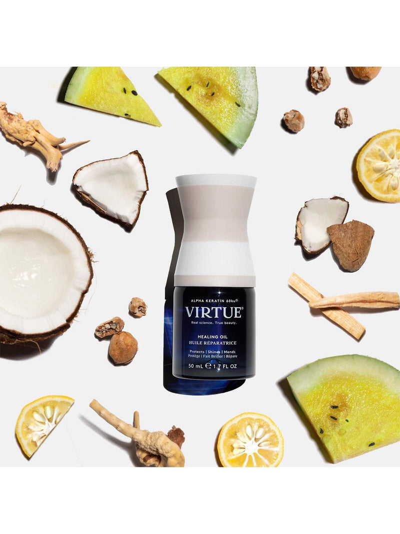 Virtue healing hair oil with Alpha Keratin for dry, damaged hair (British brand)