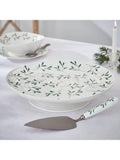Sophie Conran Portmeirion mistletoe cake stand 32cm white green, imported from the UK