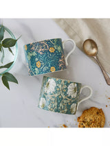 John Lewis Morris & Co. Spode Pimpernel Privat & Seaweed Porcelain Mugs, Set of 2, 340ml, Blue/Multi- Buy online at McGrocer