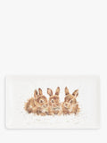 Rectangular Bone China Tray with Bunny Illustration, 20cm