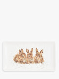 Rectangular Bone China Tray with Bunny Illustration, 20cm