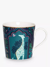 John Lewis Sara Miller Escape to India Giraffe 22ct Gold Fine China Mug, Midnight/Multi, 340ml- Buy online at McGrocer