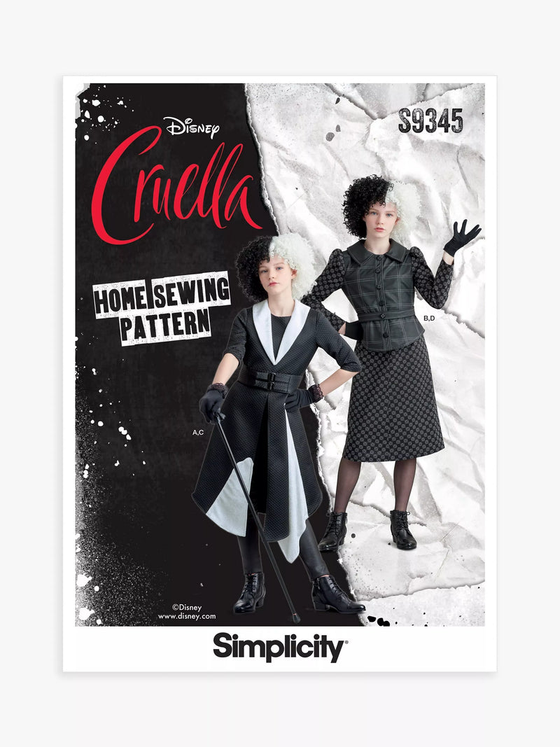 Simplicity Disney Cruella sewing pattern S9345, imported from the UK