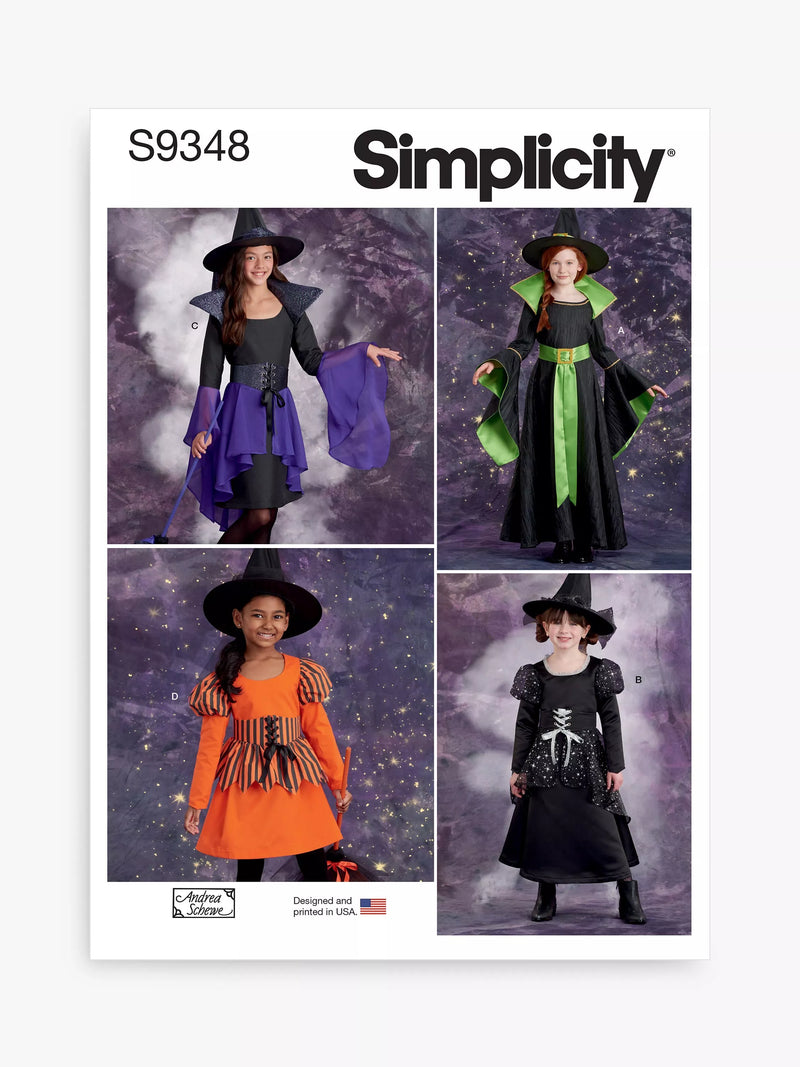 Simplicity child's witch costume sewing pattern, imported from the UK