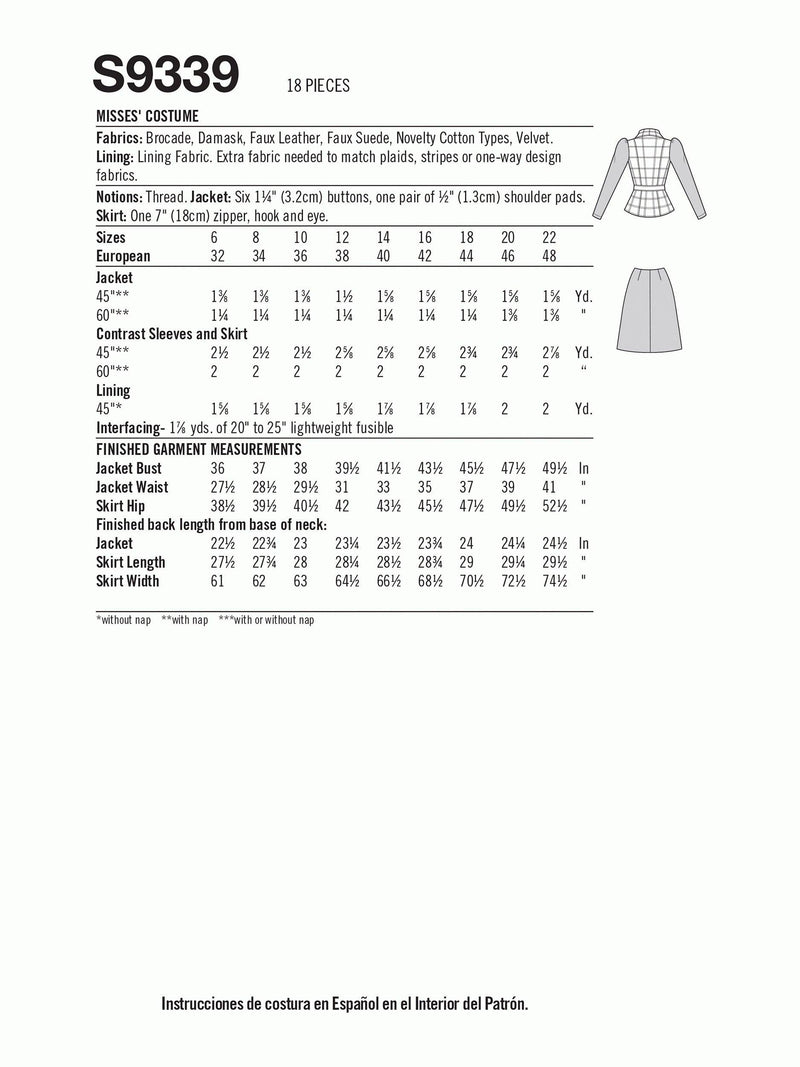 Simplicity Disney Cruella sewing pattern S9339, UK version