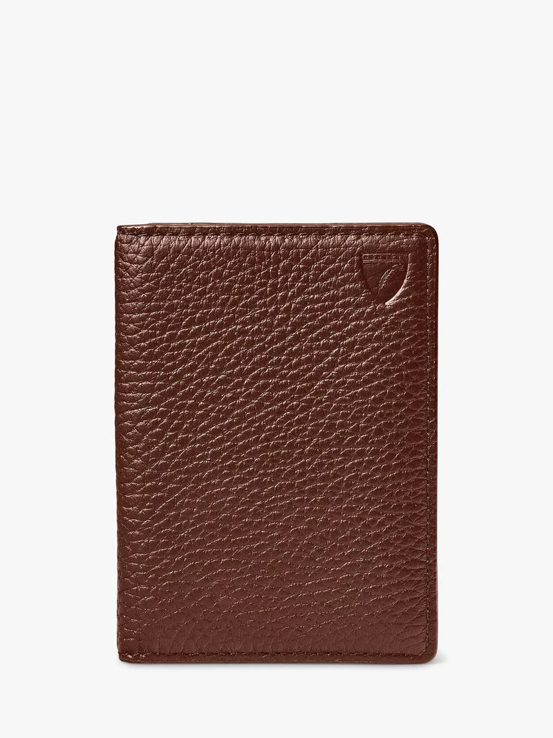 Aspinal of London double fold pebble leather card holder compact, UK version