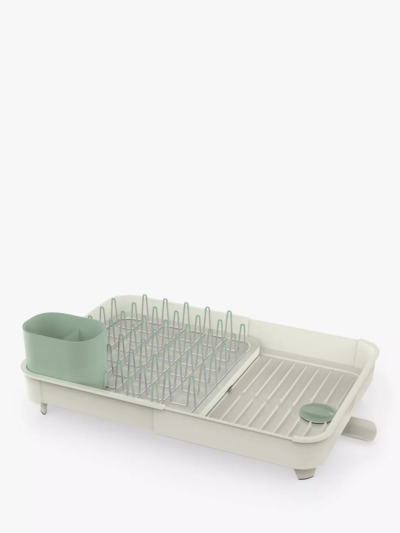Joseph Joseph extendable dish drainer in light stone and sage, UK version