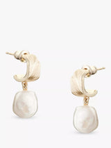 John Lewis Tutti Drop Pearl Huggie Earrings, Gold- Buy online at McGrocer