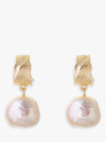 Tutti drop pearl huggie earrings in gold plated brass, UK version