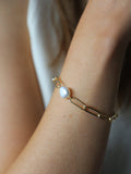 Tutti Prosper gold chain bracelet with freshwater pearl pendant - British product