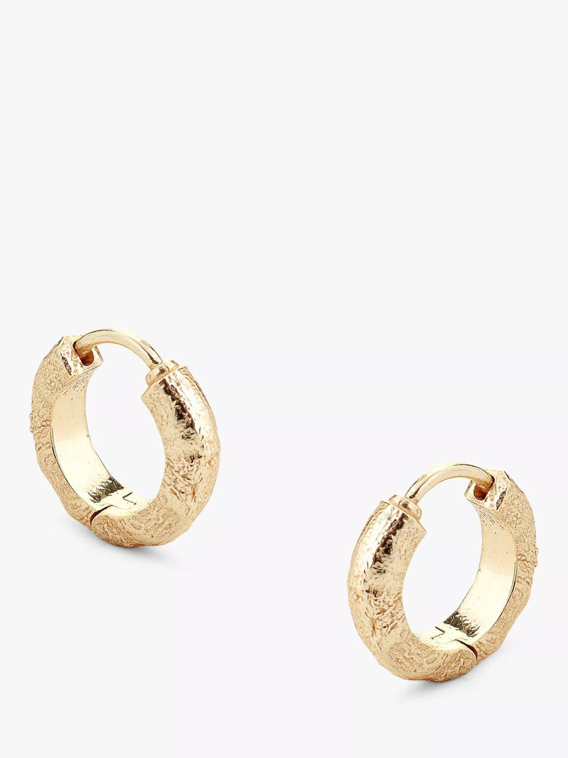 Tutti gold plated textured huggie hoop earrings, UK version