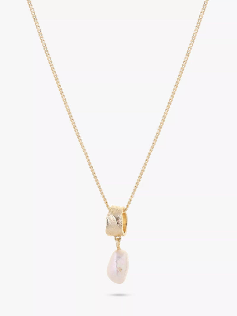 Tutti textured ring pearl pendant necklace 58cm (British brand)