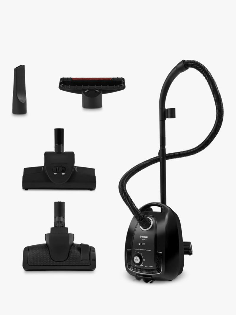 Bosch Series 4 ProEco bagged cylinder vacuum cleaner in black - British product