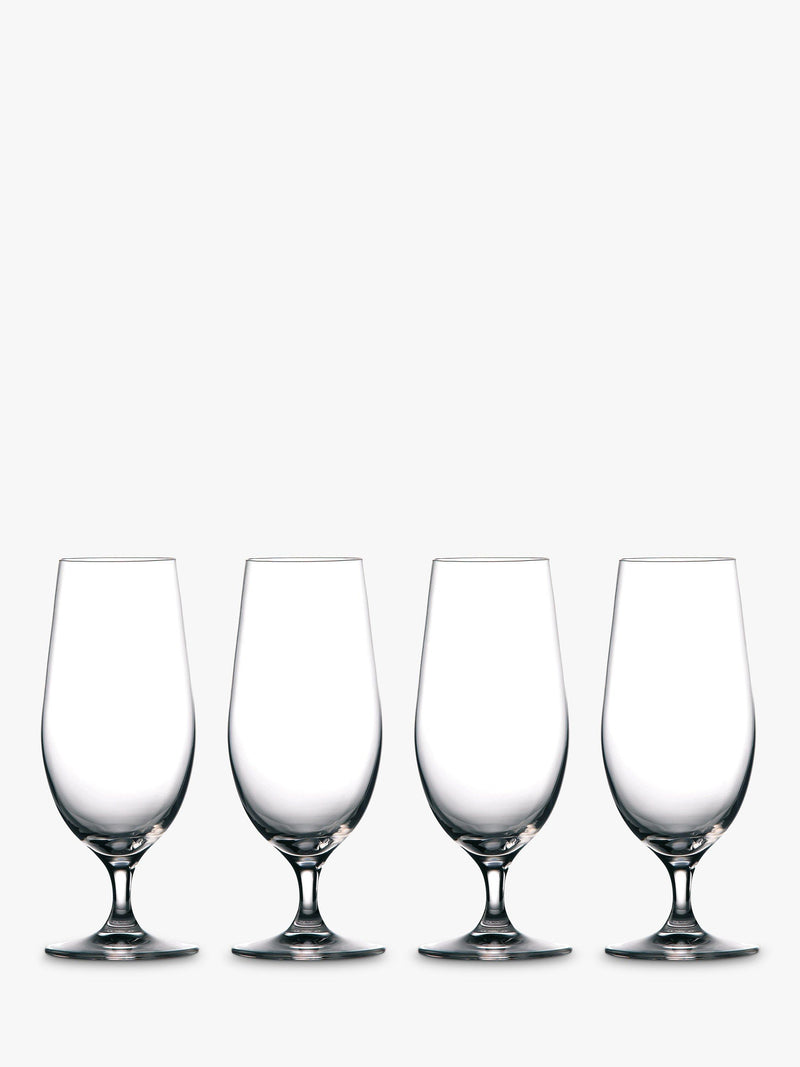 Set of Four 460ml Clear Crystal Beer Glasses with Stem