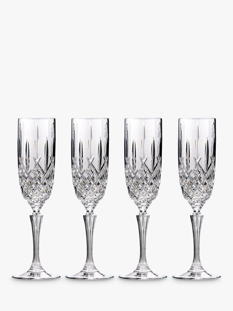 Set of 4 Crystal Champagne Flutes 266ml Clear