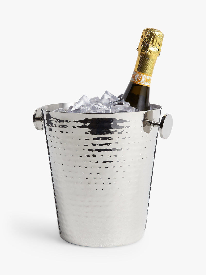 John Lewis hammered stainless steel ice bucket silver, imported from the UK