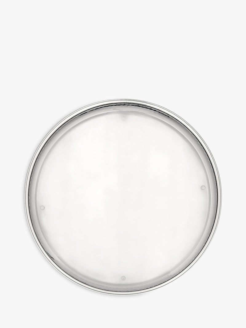 John Lewis hammered stainless steel round silver tray 36cm, UK version