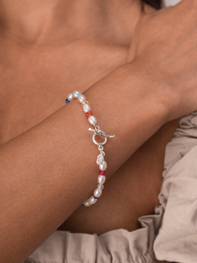 Dower & Hall bracelet freshwater pearl mixed gemstone 19cm (British brand)