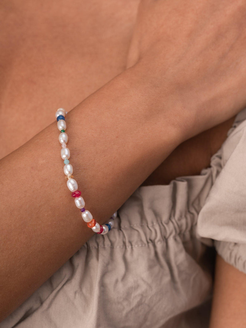 Dower & Hall bracelet freshwater pearl mixed gemstone 19cm (British brand)