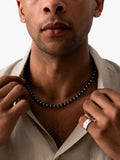 Dower & Hall men's pearl collar necklace black silver 50.8cm - British product