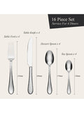 Oneida Tibet cutlery set 16-piece stainless steel, imported from the UK