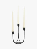 John Lewis plain steel three prong candelabra, imported from the UK
