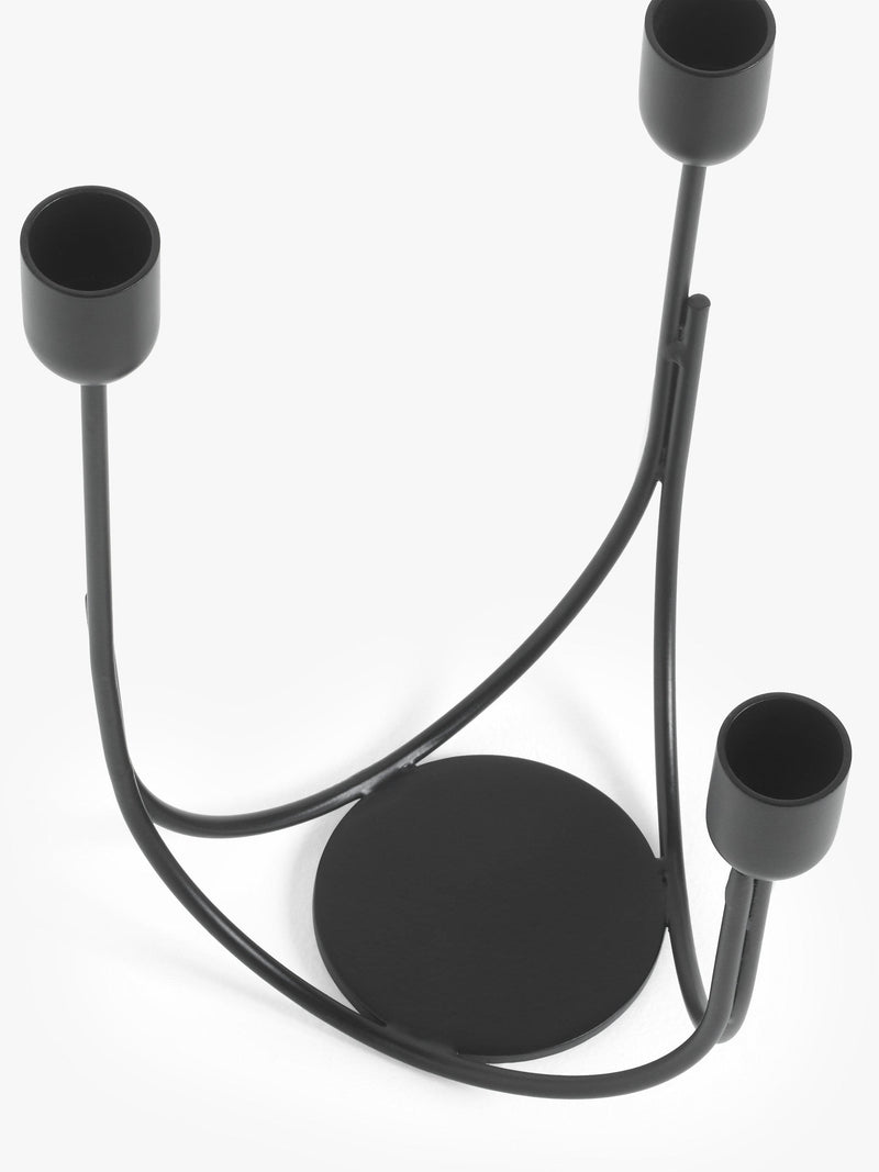 John Lewis plain steel three prong candelabra, imported from the UK