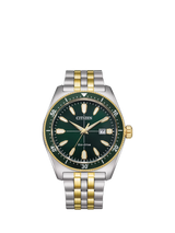 John Lewis Citizen Men's Eco-Drive Date Bracelet Strap Watch Multi/Green- Buy online at McGrocer