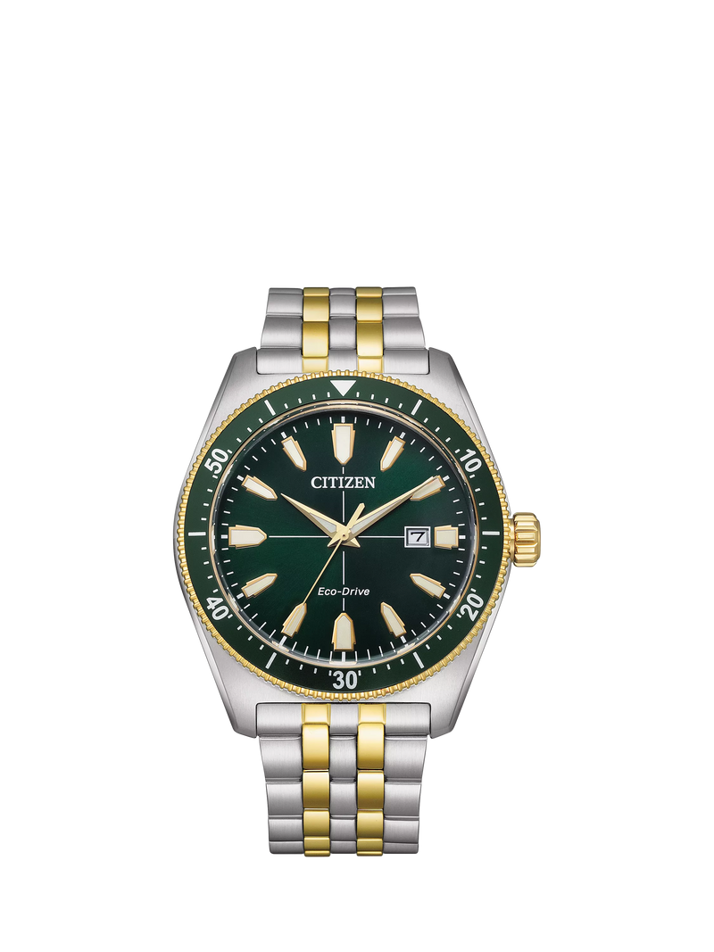 Citizen AW1594-89X men's Eco-Drive watch with green dial (British brand)