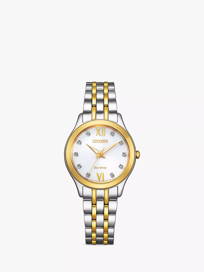 Citizen Silhouette women's Eco-Drive diamond bracelet watch, UK version