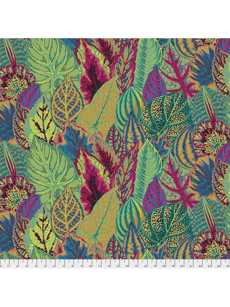 FreeSpirit woven fabric golden autumn leaves green (British brand)