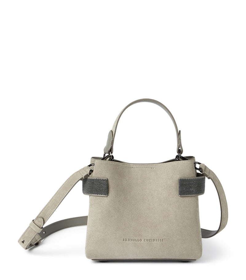 Brunello Cucinelli small suede essence top-handle bag, UK version