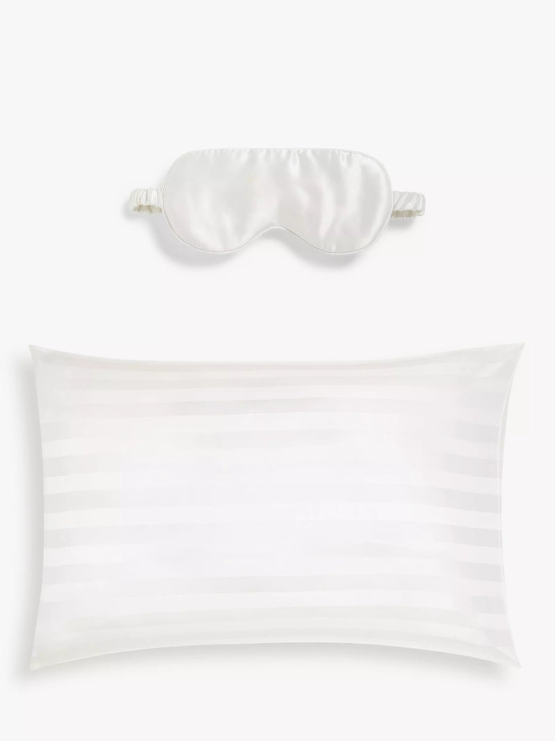 John Lewis organic silk eye mask and pillowcase white - British product