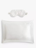 John Lewis organic silk eye mask and pillowcase set white, imported from the UK