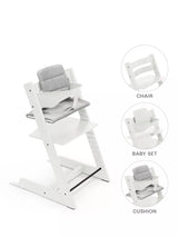 John Lewis Stokke Tripp Trapp Highchair Baby Set² and Cushion Bundle White- Buy online at McGrocer